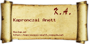 Kapronczai Anett névjegykártya